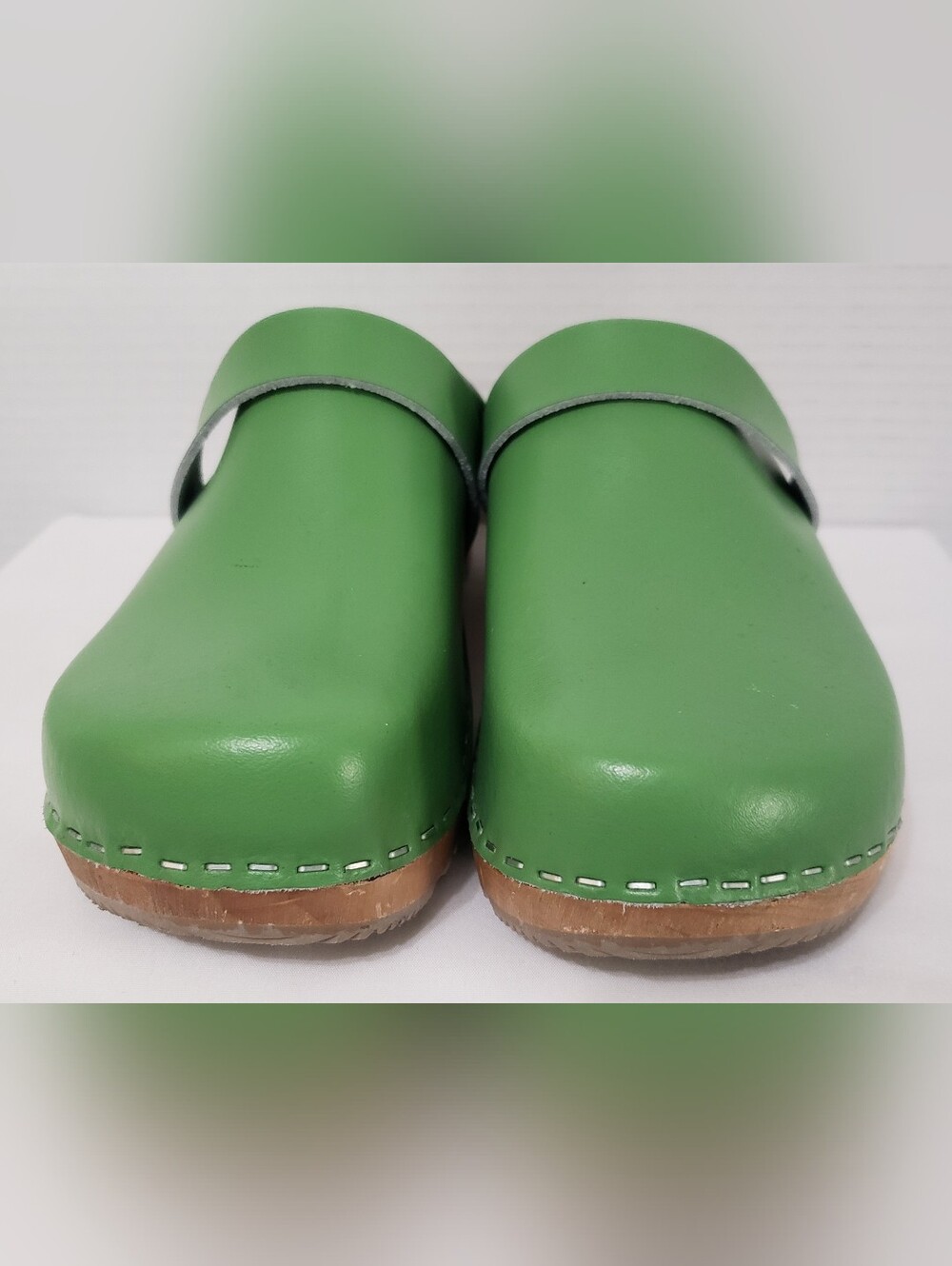 BJORK Maja Wood Open Back Leather Clogs, Size Eu-39 US 8.5-9 Green - Picture 14 of 14